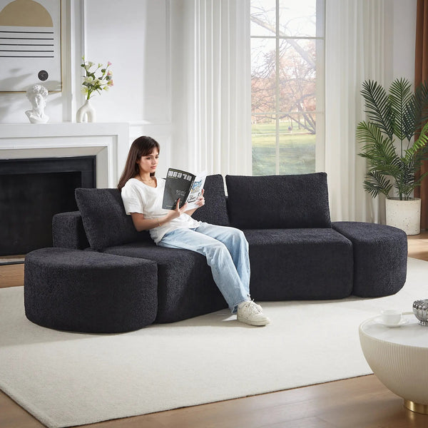 V-Shaped Modular Sofa Set in Chenille Fabric, photo 2 of 10
