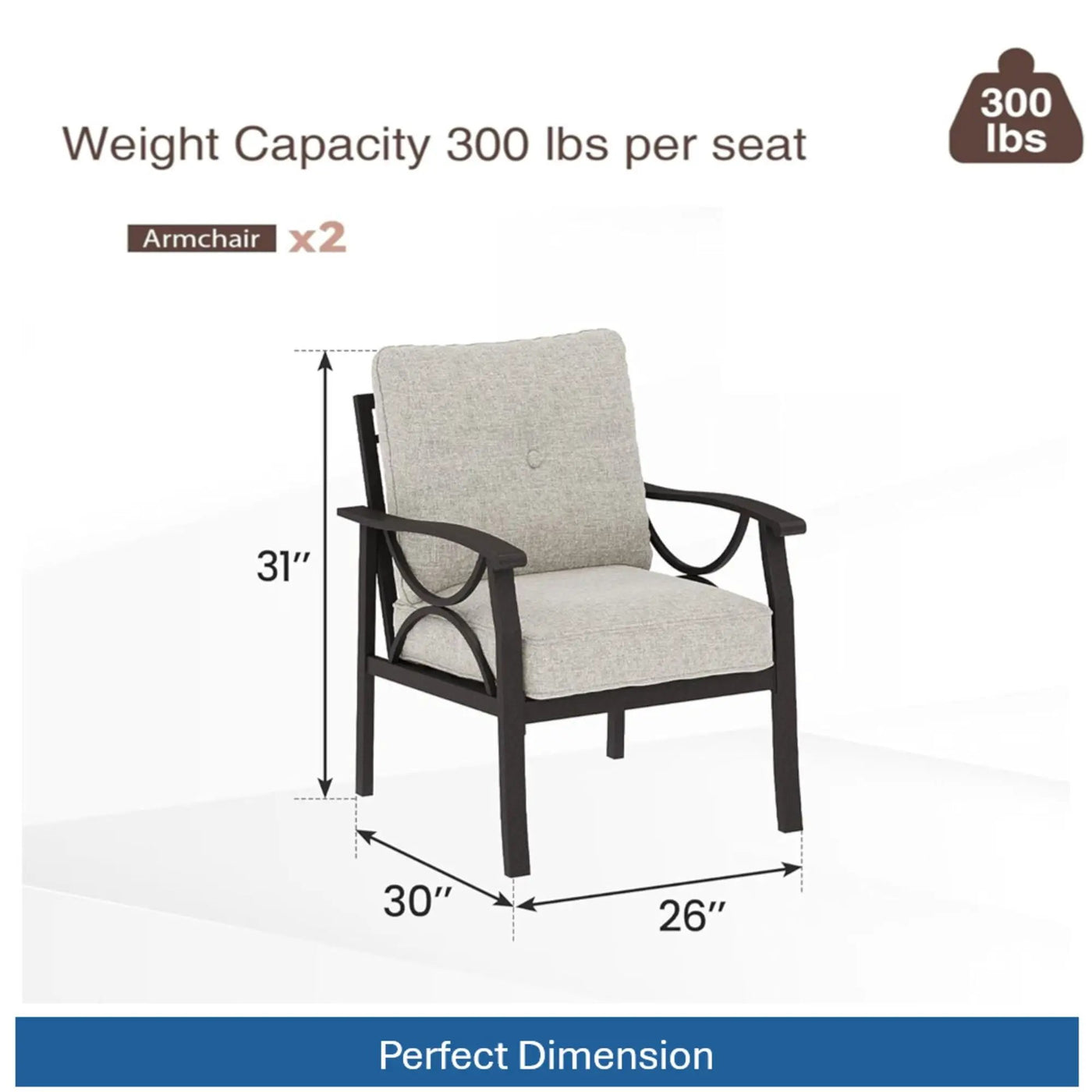 All-Weather Armchairs With Cushions, Modern Sculptural Design (Set of 2) by HouseOfZazla