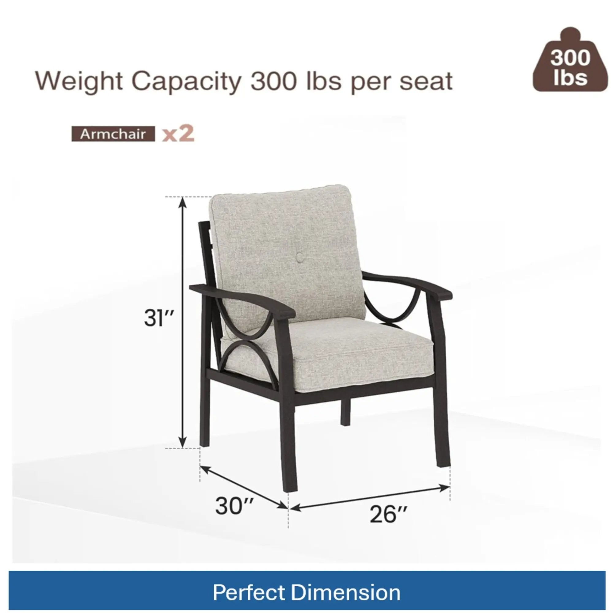 All-Weather Armchairs With Cushions, Modern Sculptural Design (Set of 2) by HouseOfZazla