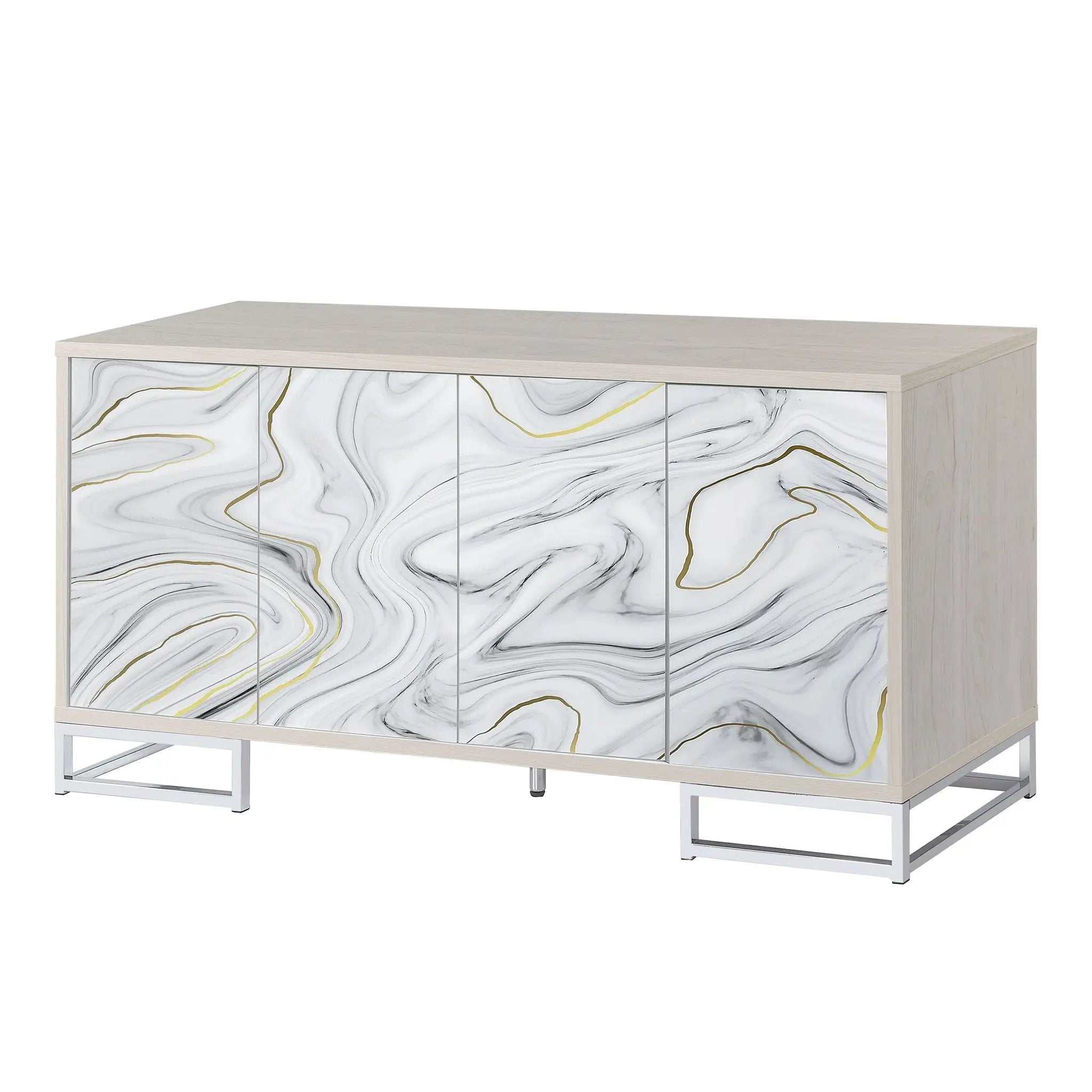 Panos Console Cabinet - White Marble / Chrome by HouseOfZazla