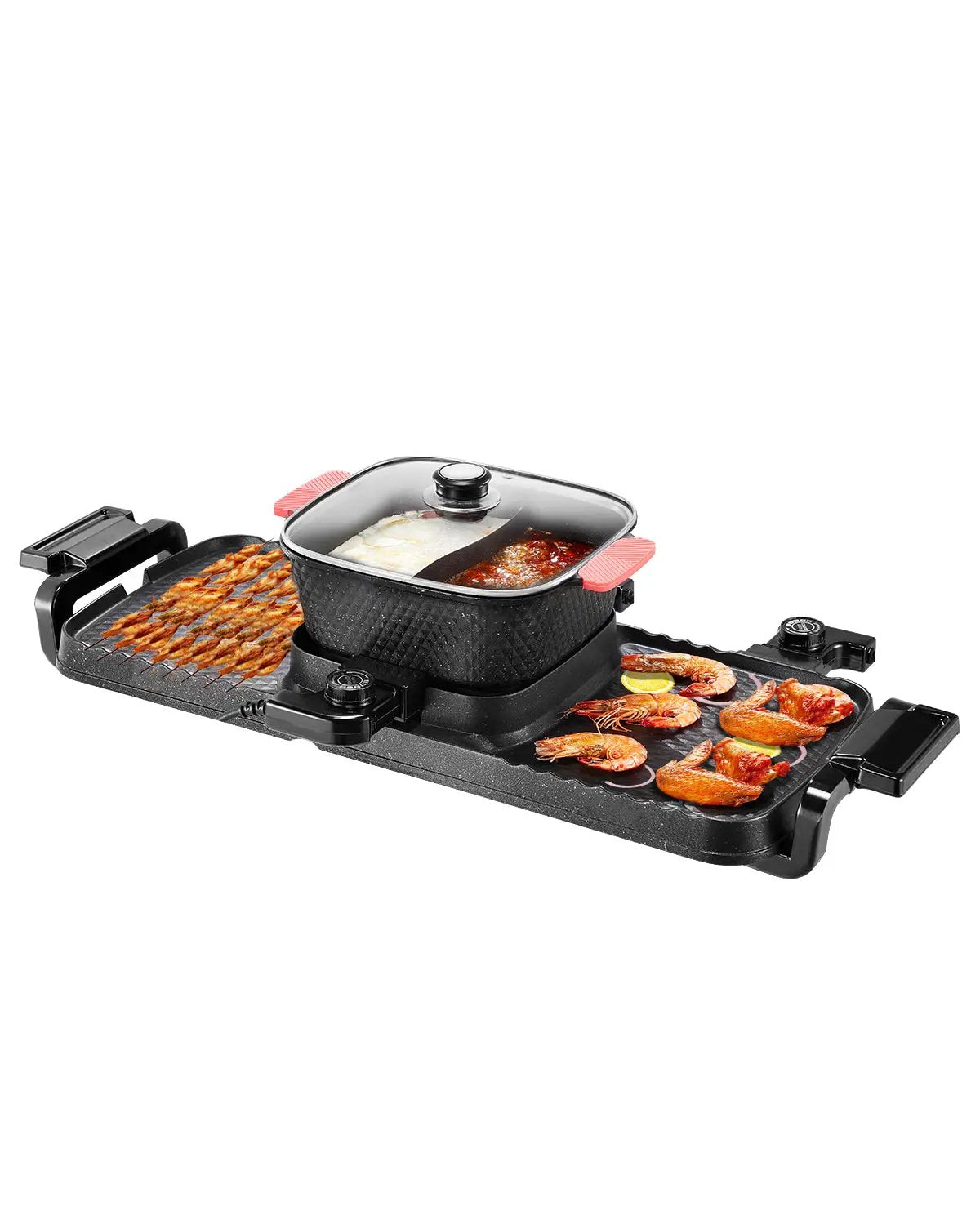 Hot Pot with Grill 2300W 2-in-1 Electric Smokeless BBQ Pan with Removable Pot by HouseOfZazla