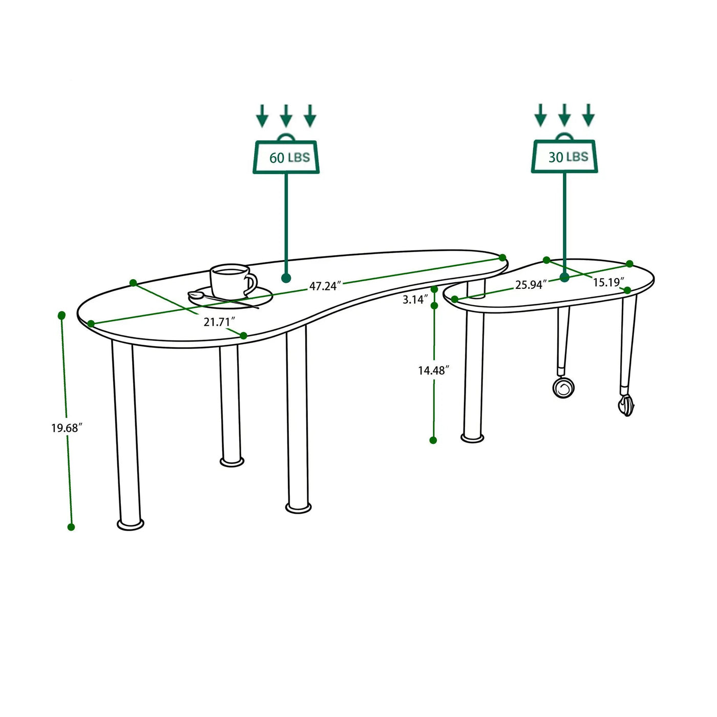 Rotatable Cocktail Table With Solid Legs, 360 Degree Rotating by HouseOfZazla