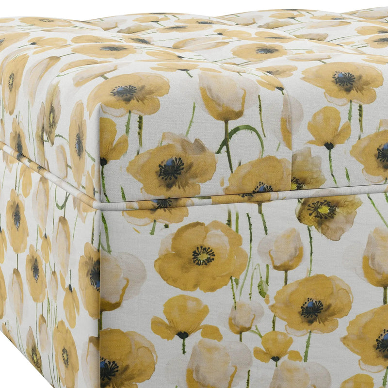 Floral Storage Ottoman With Traditional Design - Gold by HouseOfZazla