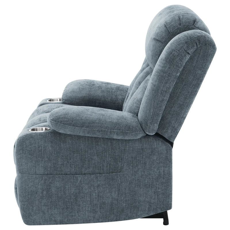 Beca - Upholstered Power Lift Recliner With Cupholders And USB Charging by HouseOfZazla