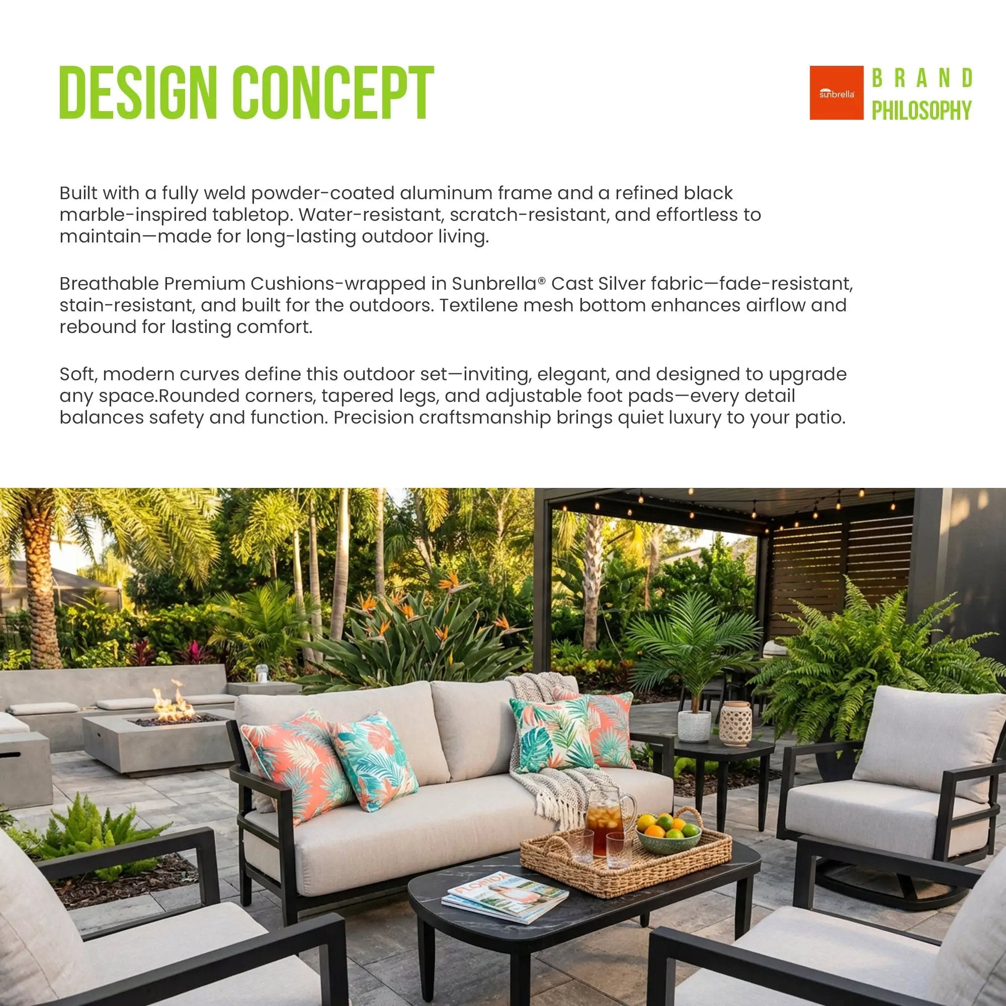 6PC Outdoor Conversation Set with Swivel Club Chairs by HouseOfZazla