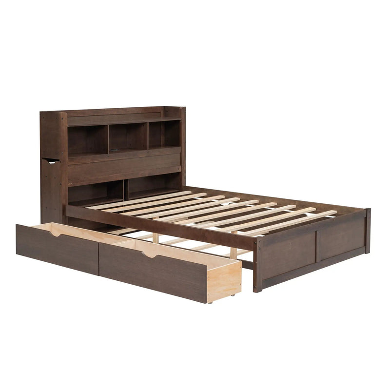 Storage Platform Bed With Pull Out Shelves, Trundle, And 2 Drawers by Unique Piece Furniture