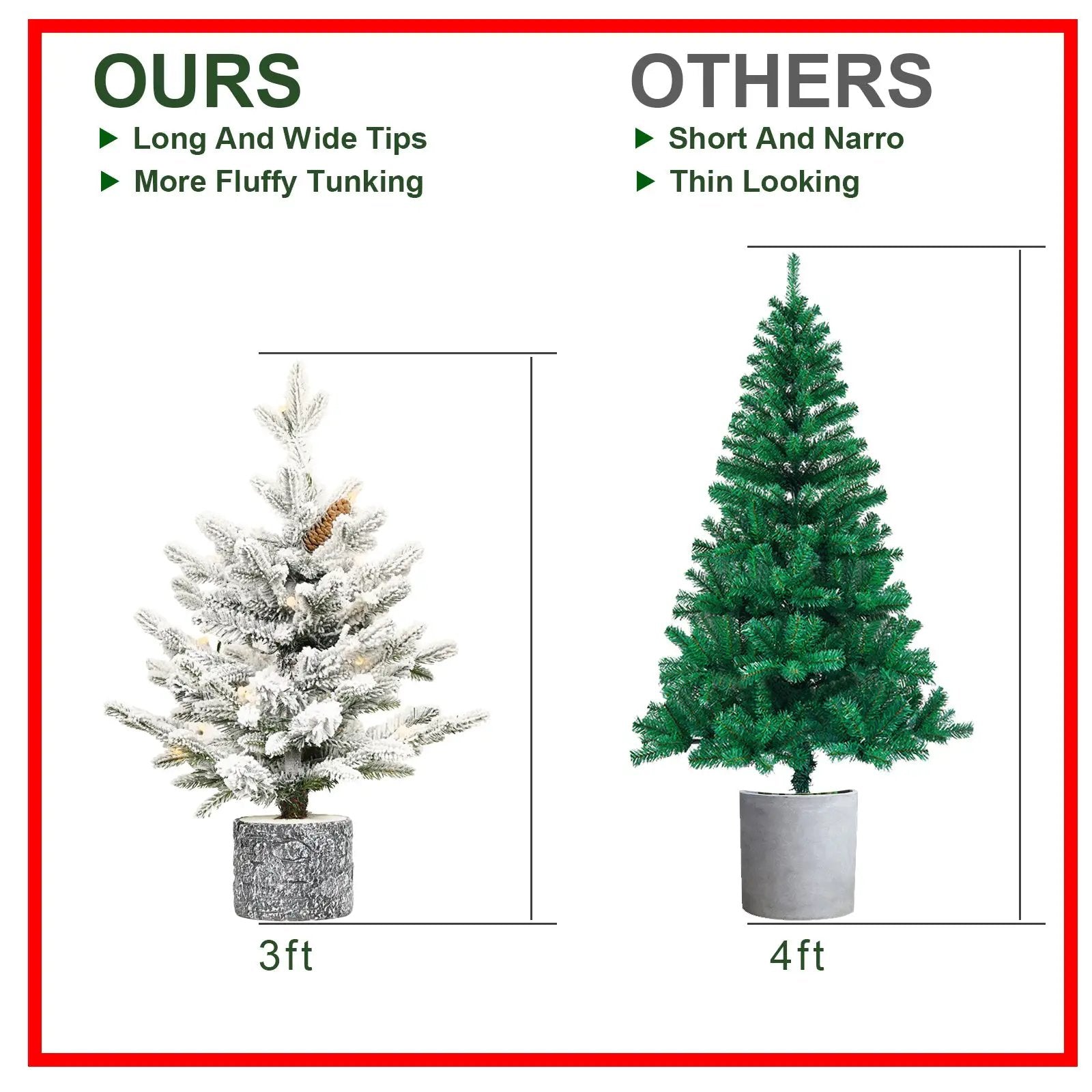 3FT Flocked Christmas Tree with Pot Base by HouseOfZazla