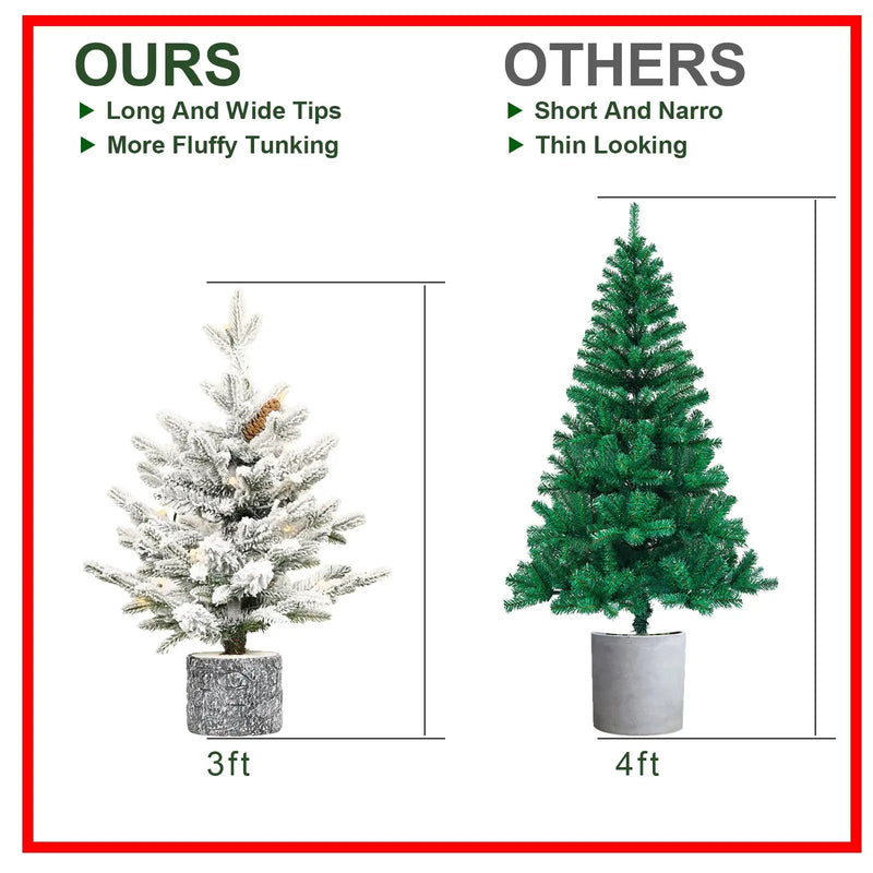 3FT Flocked Christmas Tree with Pot Base by HouseOfZazla