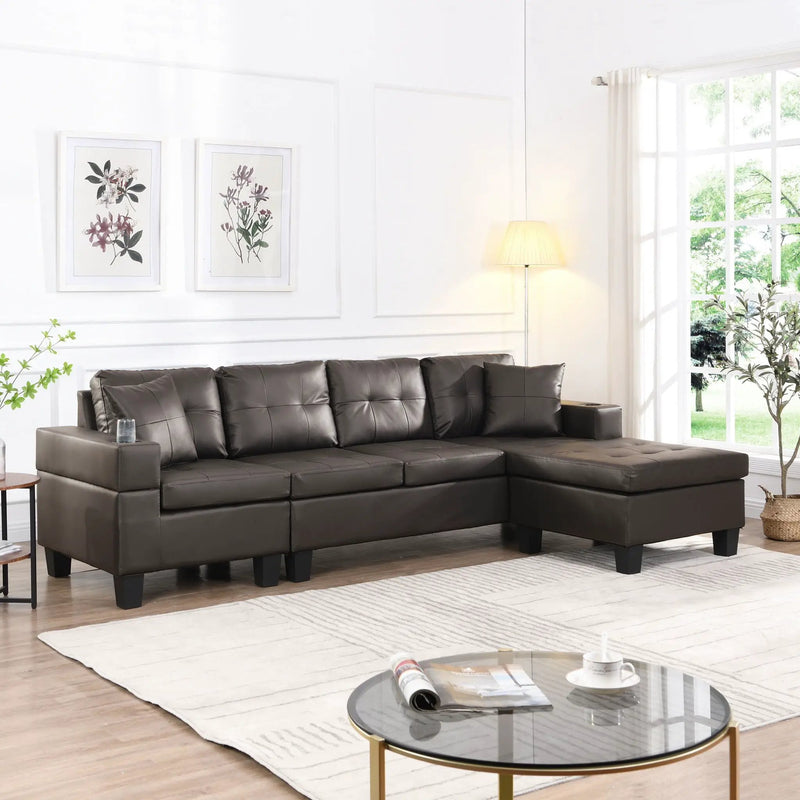 Modern Sectional Sofa Set With Chaise Lounge And Cup Holder by Unique Piece Furniture
