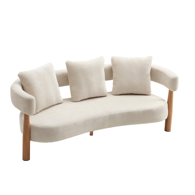 Luxe 76.5 in. Curved 3 Seater Modern Upholstered Chenille Sofa by HouseOfZazla