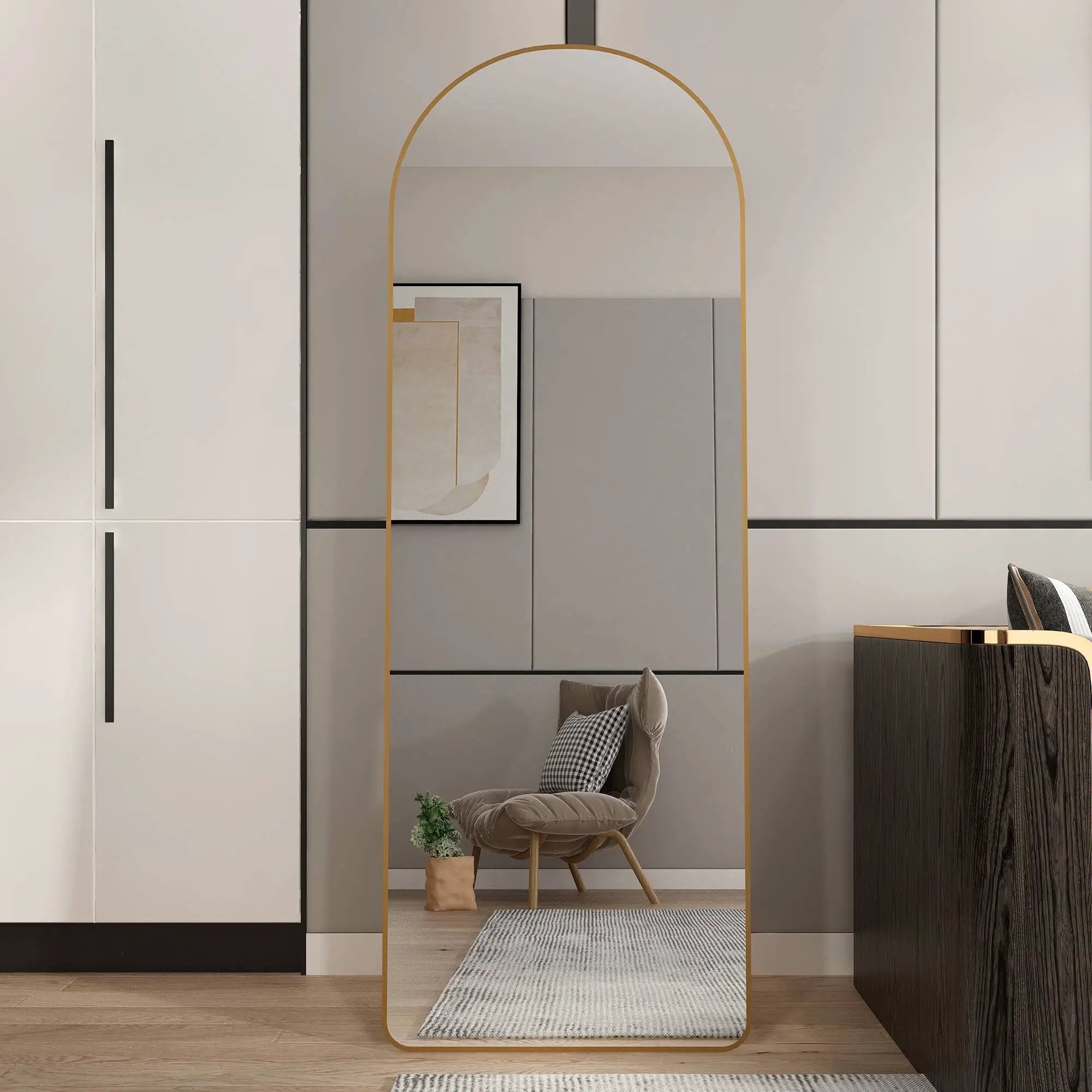 The 4th Generation Floor Mounted Full Length Mirror with Gold Frame by HouseOfZazla