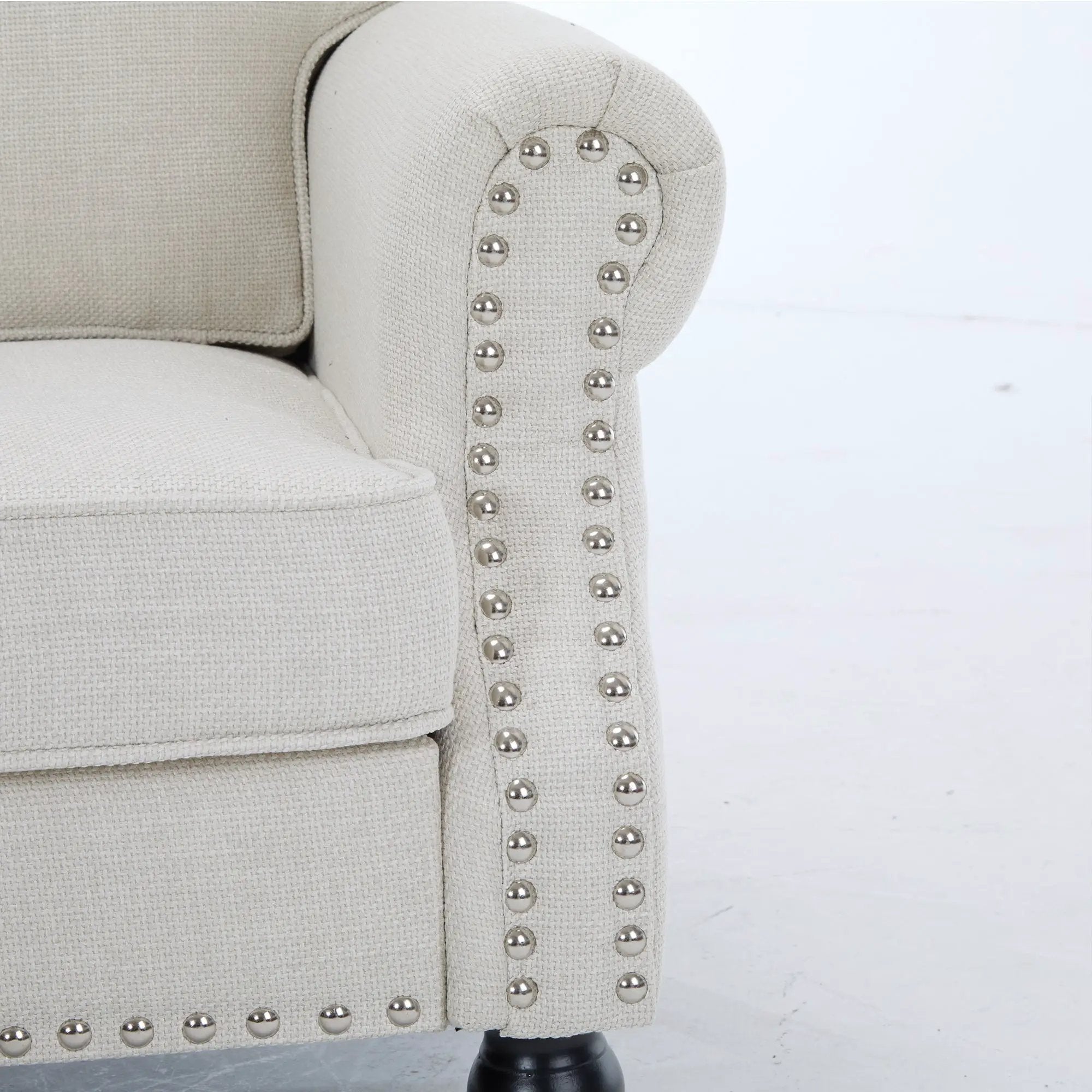 68 Inch Faux Leather Rolled Arm Sofa with Nailhead Trim by HouseOfZazla