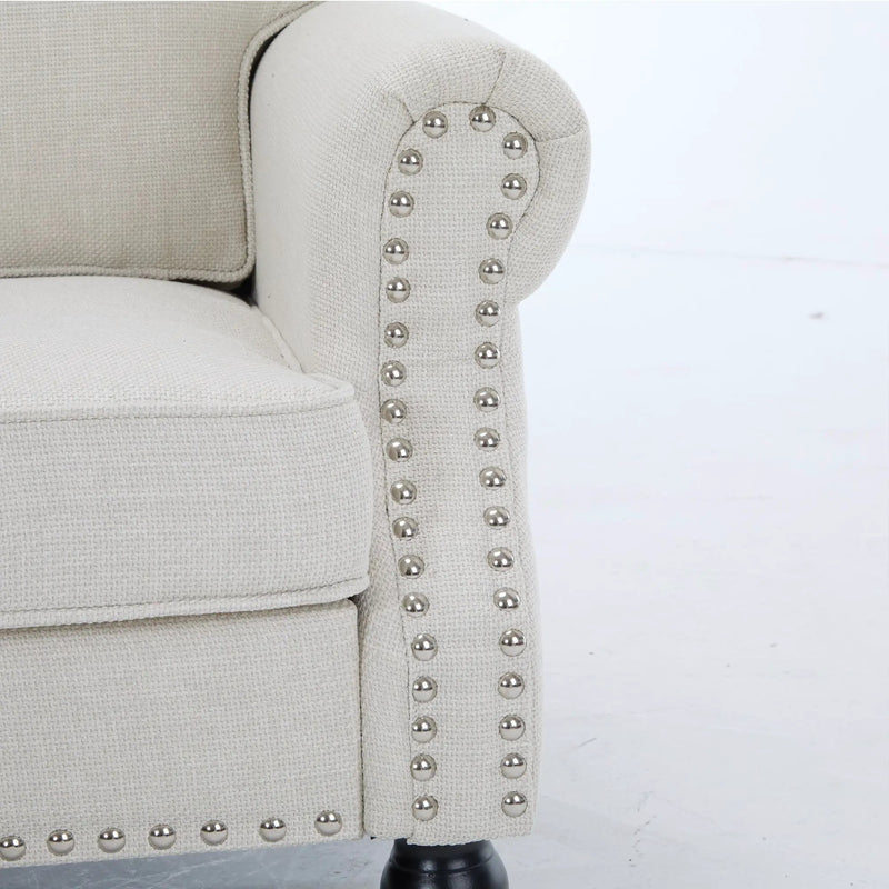 68 Inch Faux Leather Rolled Arm Sofa with Nailhead Trim by HouseOfZazla