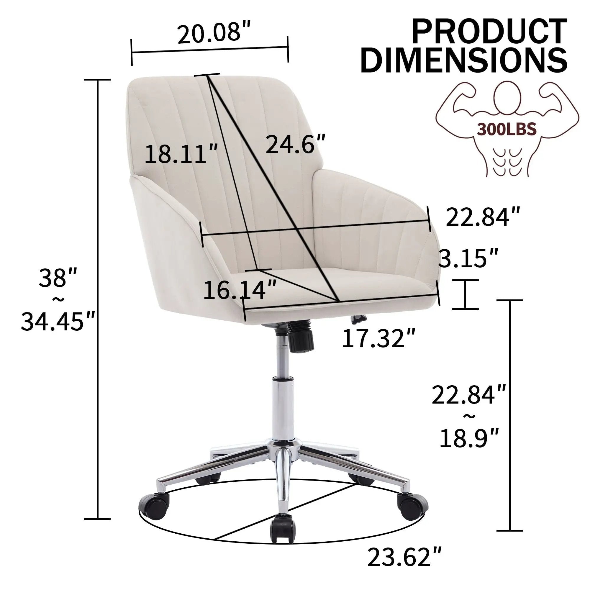 Adjustable Ergonomic Office Chair, Swivel Backrest Seat by Unique Piece Furniture
