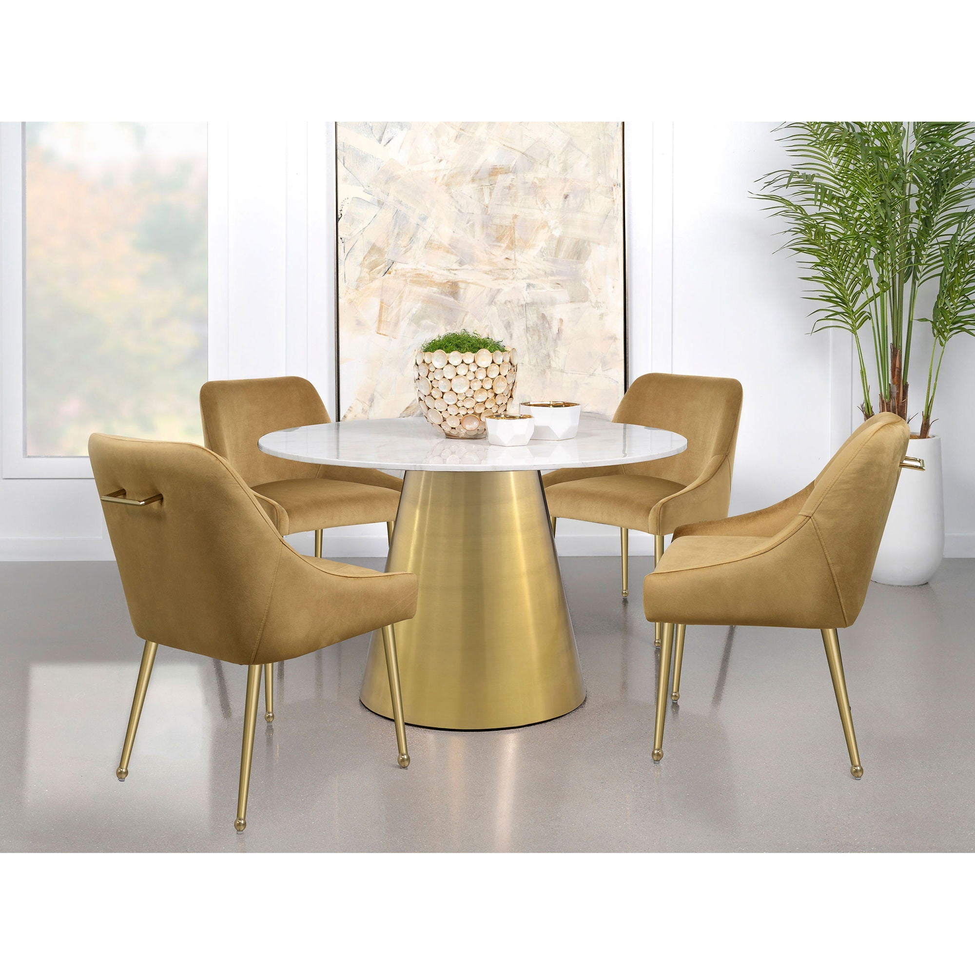 Earline - Round Dining Table - White Marble