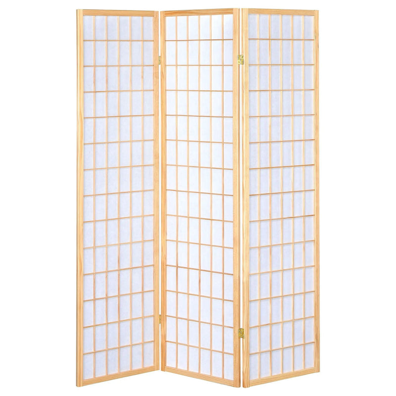 Carrie 3-Panel Room Divider Folding Shoji Screen Natural by Unique Piece Furniture