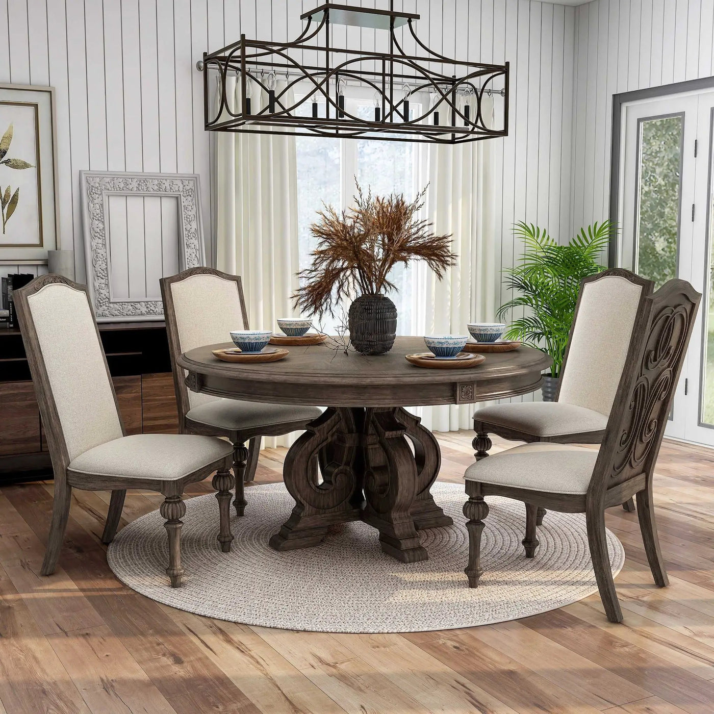 Elegant Dining Set Round Table And Side Chairs by Unique Piece Furniture