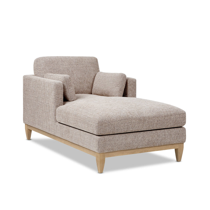 Knox 65" Modern Farmhouse Chaise Lounge Chair with Feather-Down Cushion - Stone, photo 7 of 10