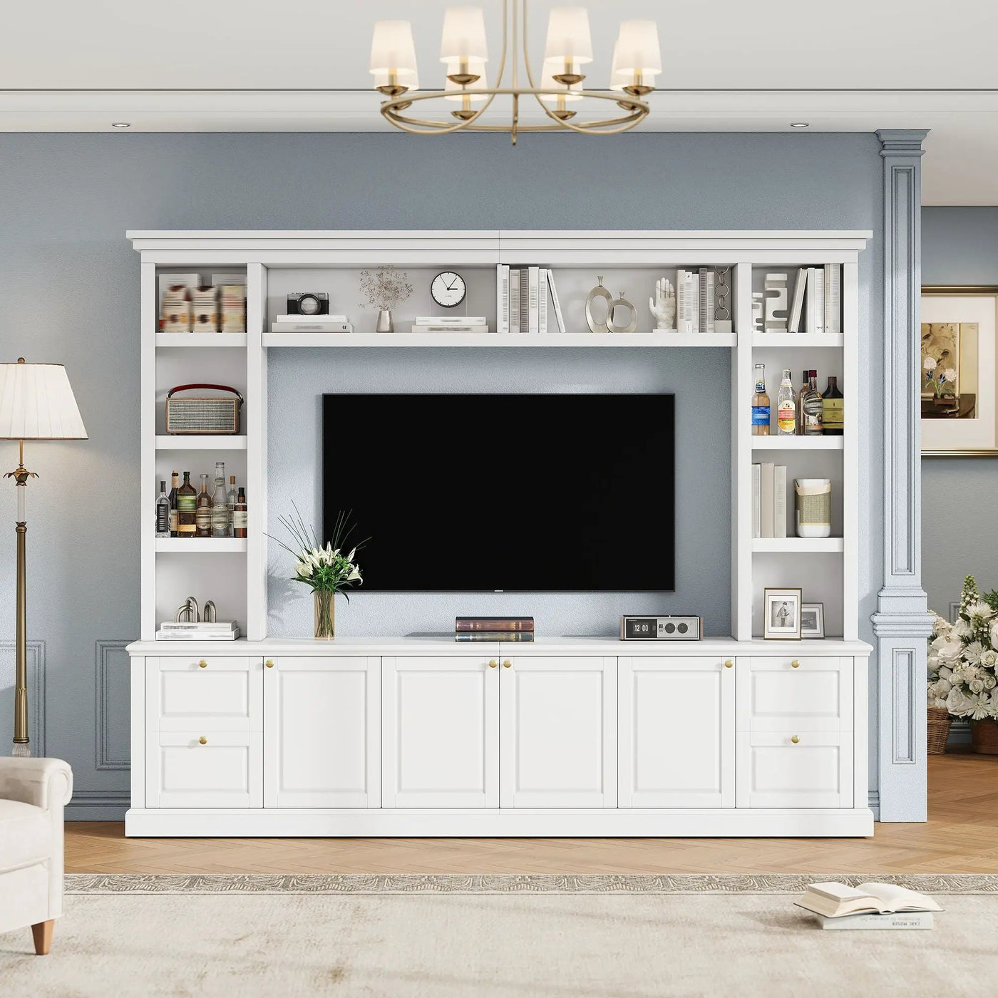 All-In-One TV Stand With Bookcase For TVs Up To 70" by HouseOfZazla