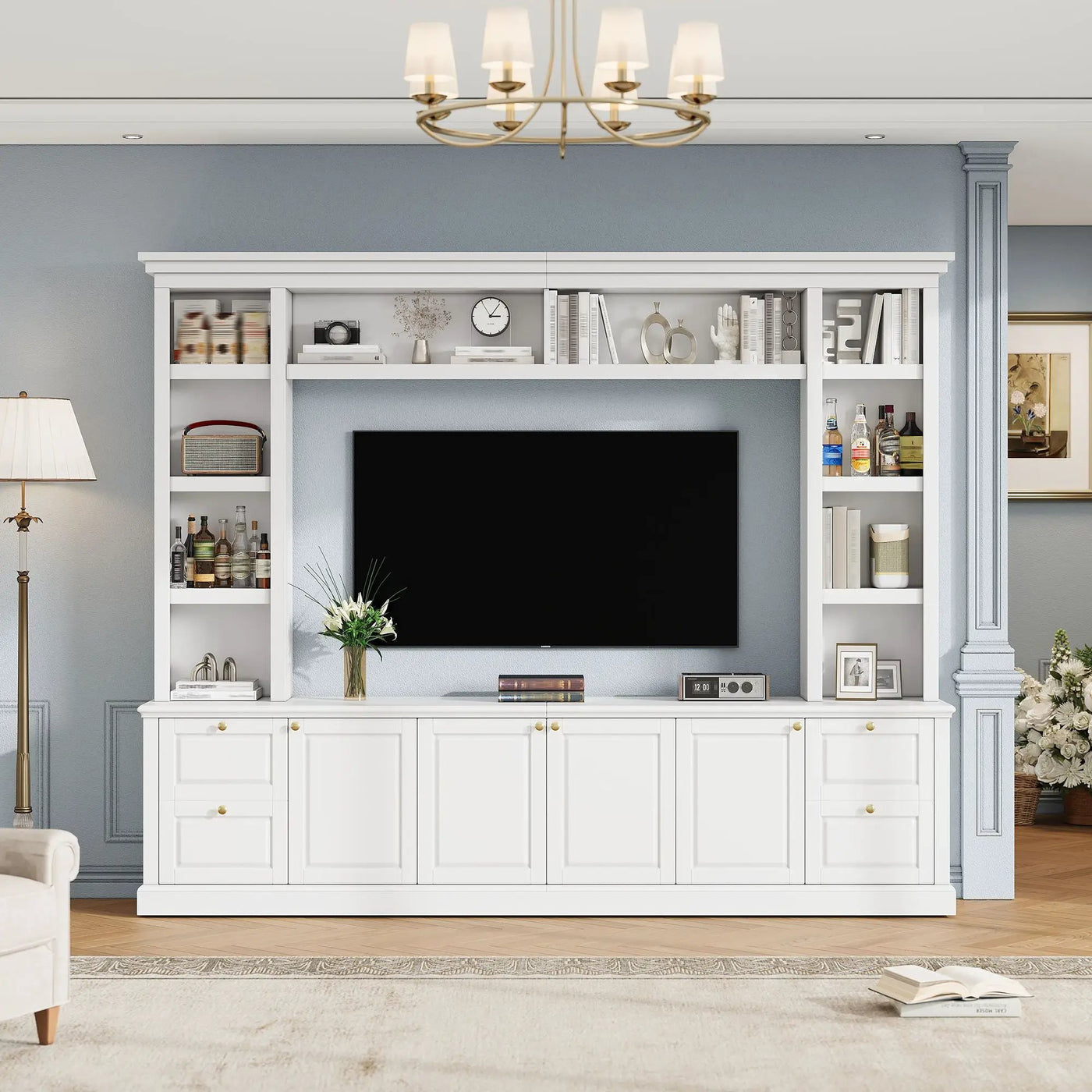 All-In-One TV Stand With Bookcase For TVs Up To 70" by Unique Piece Furniture