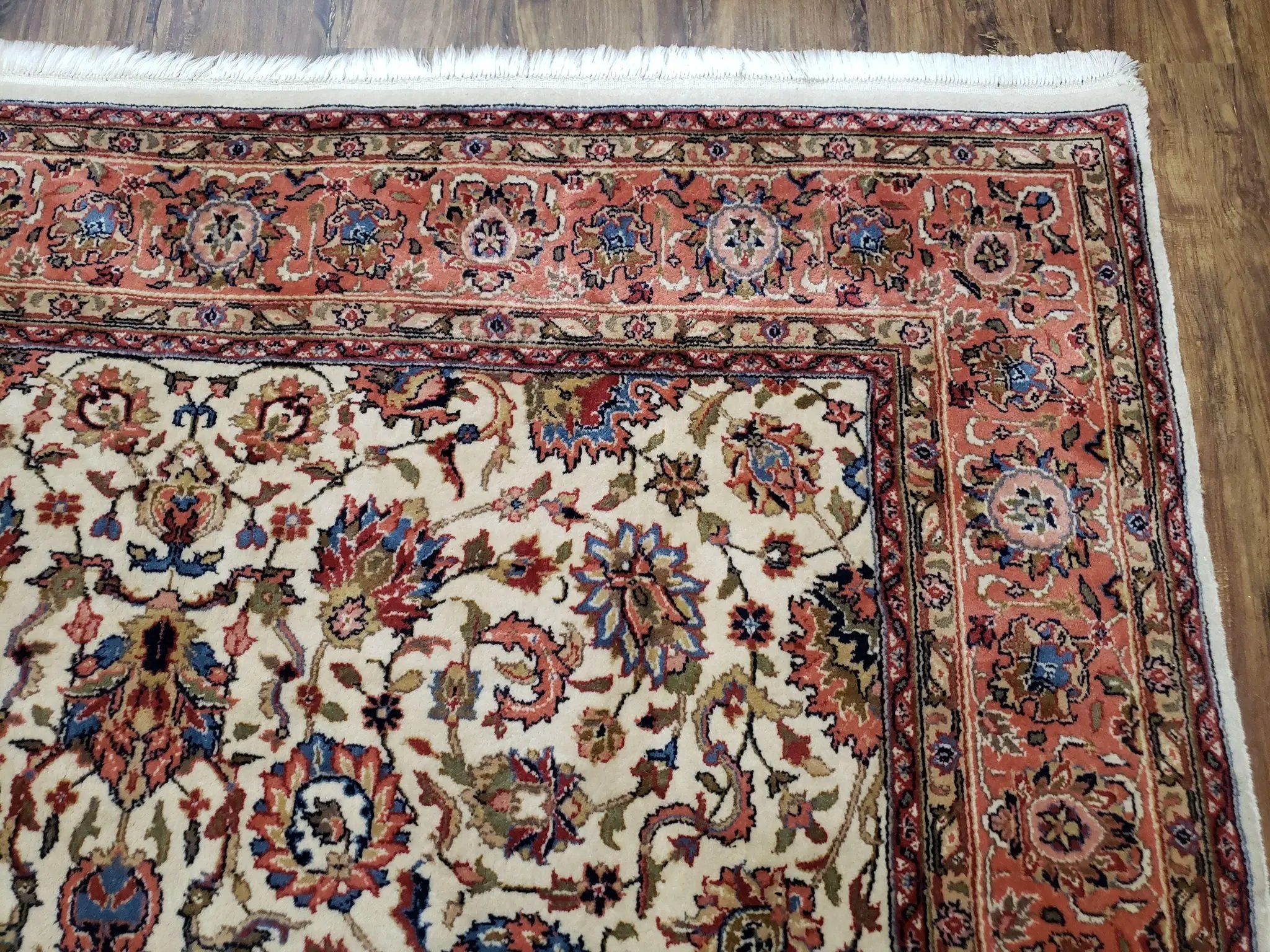 6x9 Top Quality Handmade Wool Area Rug Floral Allover Carpet Veg Dyes Beige by Jewel Rugs