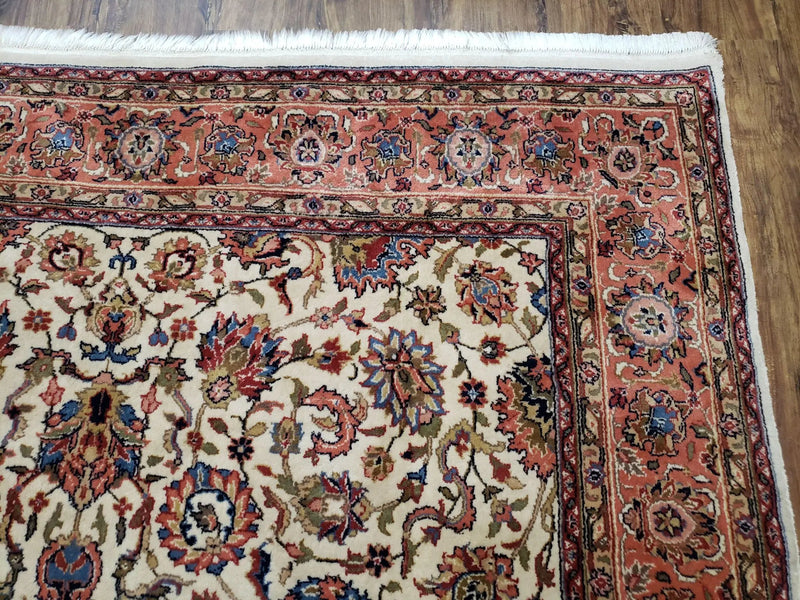 6x9 Top Quality Handmade Wool Area Rug Floral Allover Carpet Veg Dyes Beige by Jewel Rugs