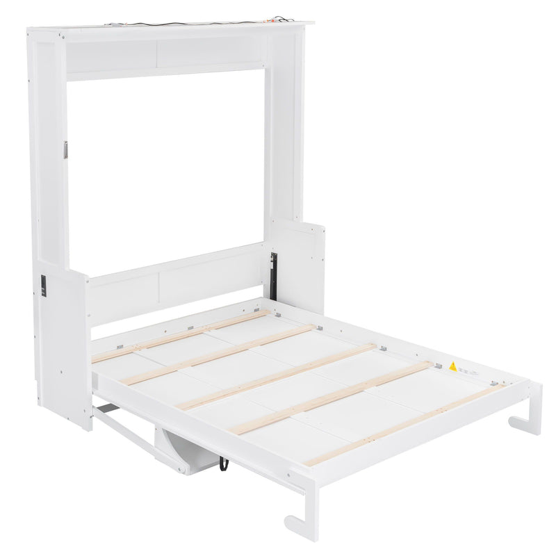 Murphy Bed With Desk, LED Lights & USB Charging Station by HouseOfZazla