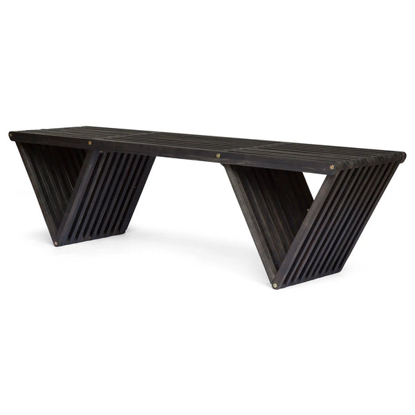 Gloaming Outdoor Bench with Slat Design and Triangular Base