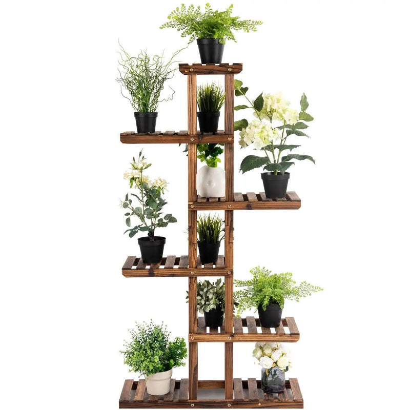 6 Tier Garden Wooden Shelf Storage Plant Rack Stand by DirectDeals