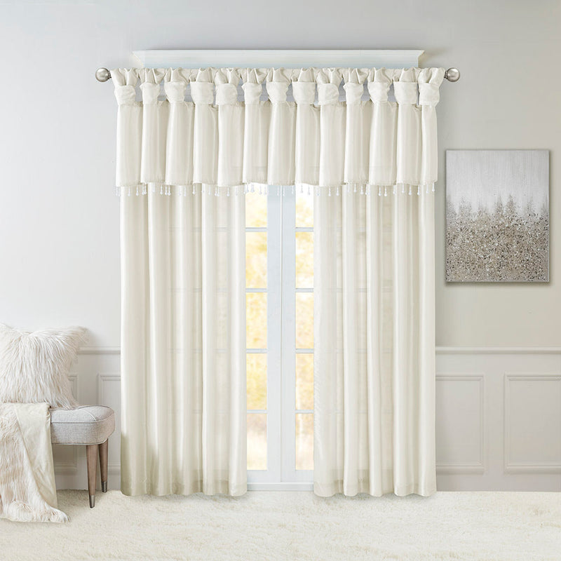 Twist Tab Lined Window Curtain Panel White 50x84 by HouseOfZazla