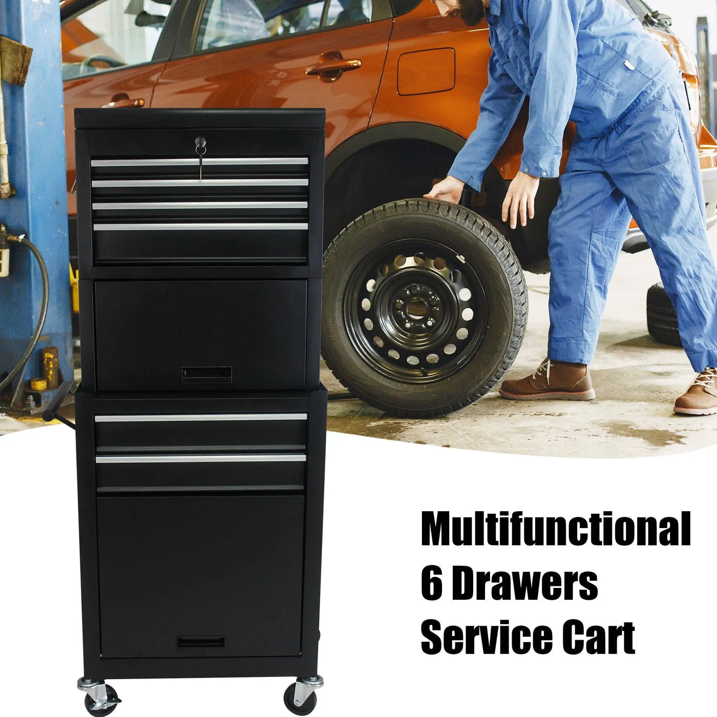 6 Drawer Lockable Tool Cabinet On Wheels With Detachable Toolbox by HouseOfZazla
