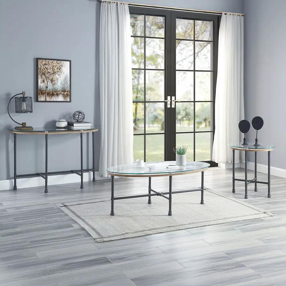 Brantley - End Table - Clear Glass & Sandy Gray by Unique Piece Furniture