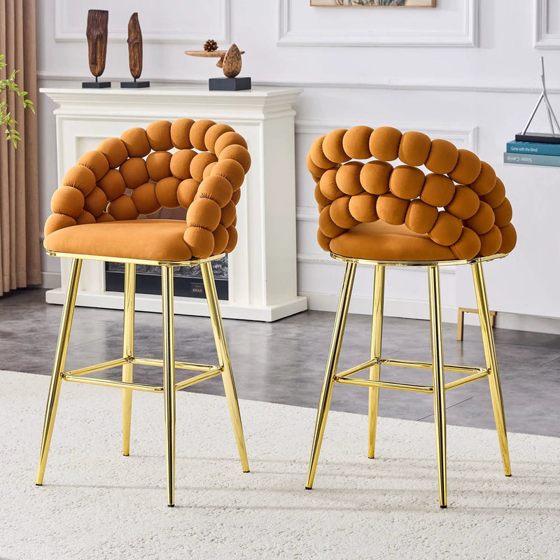 Bubble, Ball Chain Tufted Bar Chairs For Kitchen Island & Home Bar (Set of 2) by Unique Piece Furniture