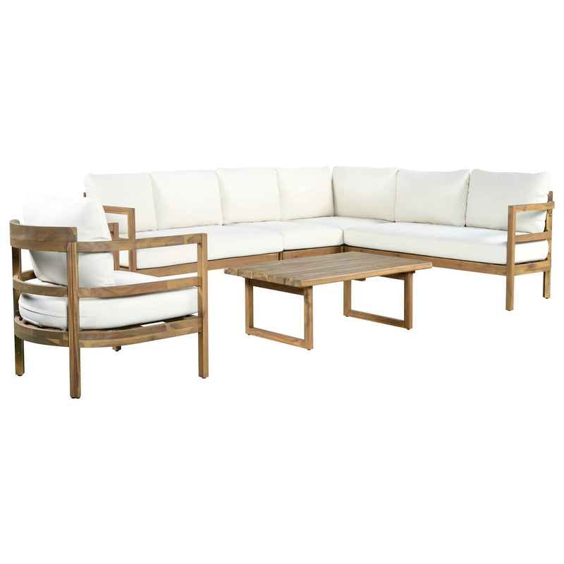 Outdoor Acacia Wood 6-Seater Sectional Sofa Set by HouseOfZazla