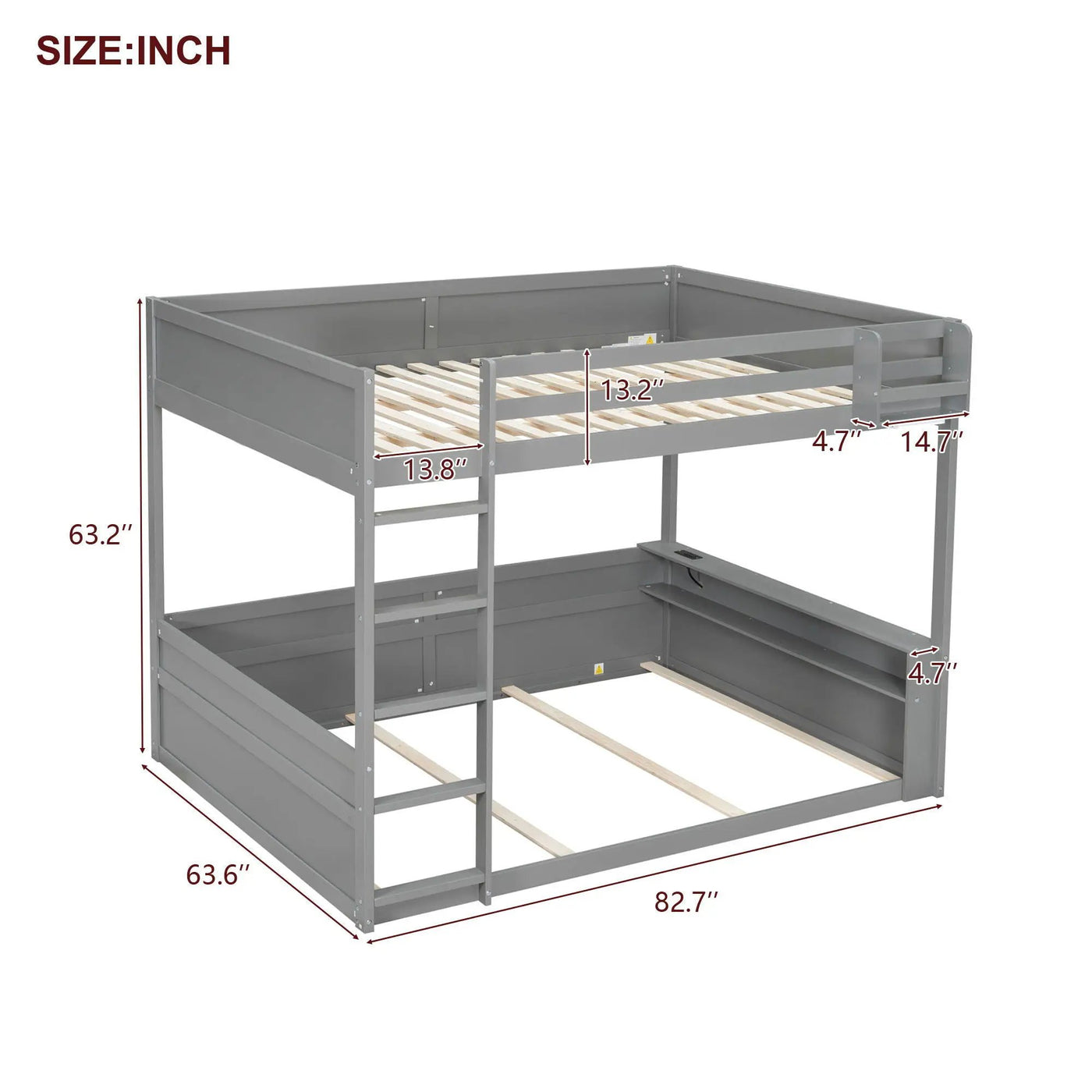 Bunk Bed With Built In Shelves, Storage Box, LED Light And USB Charging Station by HouseOfZazla