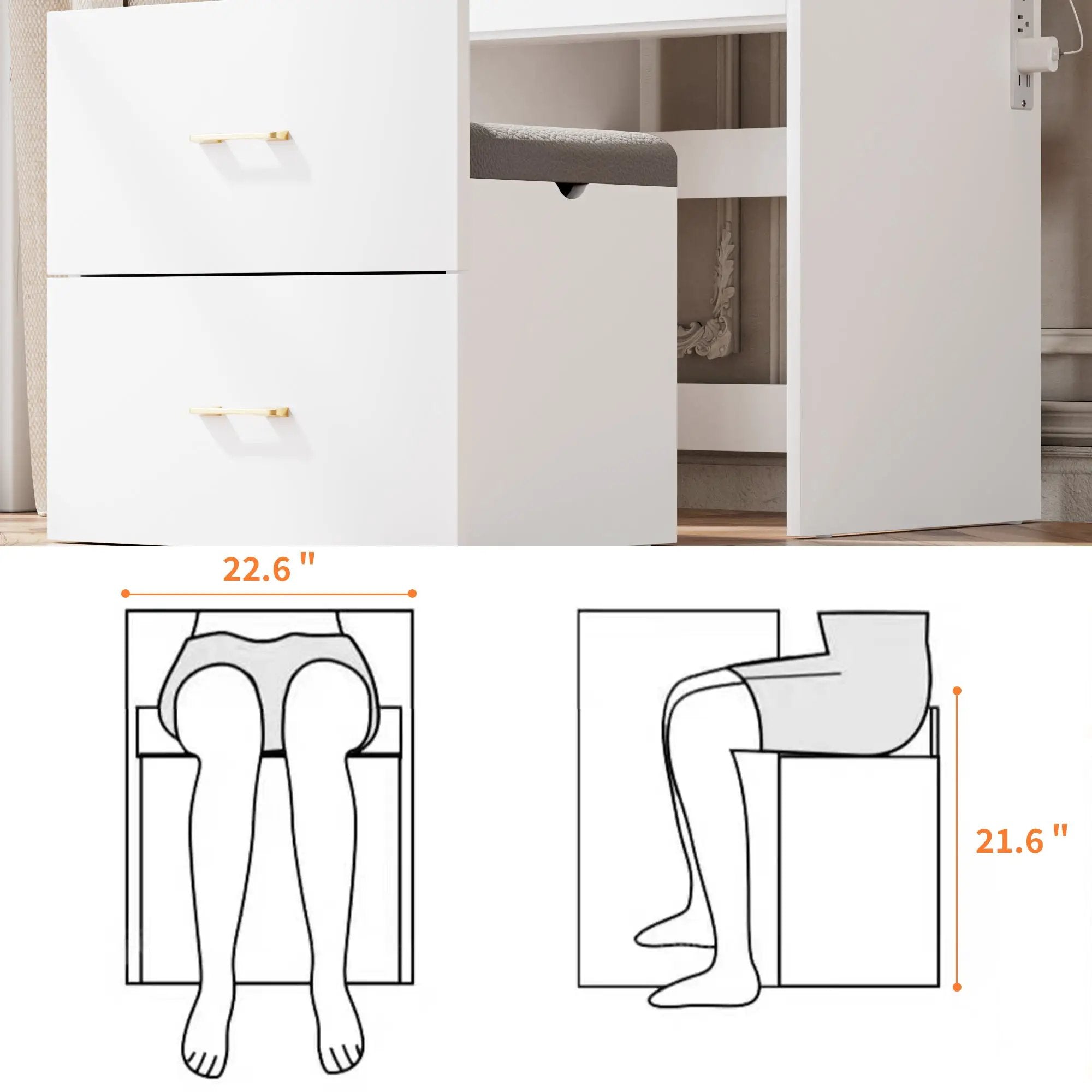 3 in 1 Vanity Desk with Open Top Mirror by HouseOfZazla