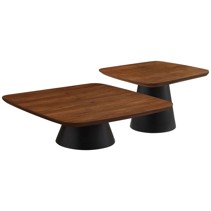 Eason 2-piece Coffee Table Set Walnut and Black by Unique Piece Furniture