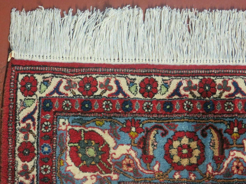 Navy Blue Antique Persian Rug 7x11, Veramin Mina Khani Repeated Allover Pattern, Vintage Authentic Hand Knotted Handmade Wool Room Sized Carpet by Jewel Rugs