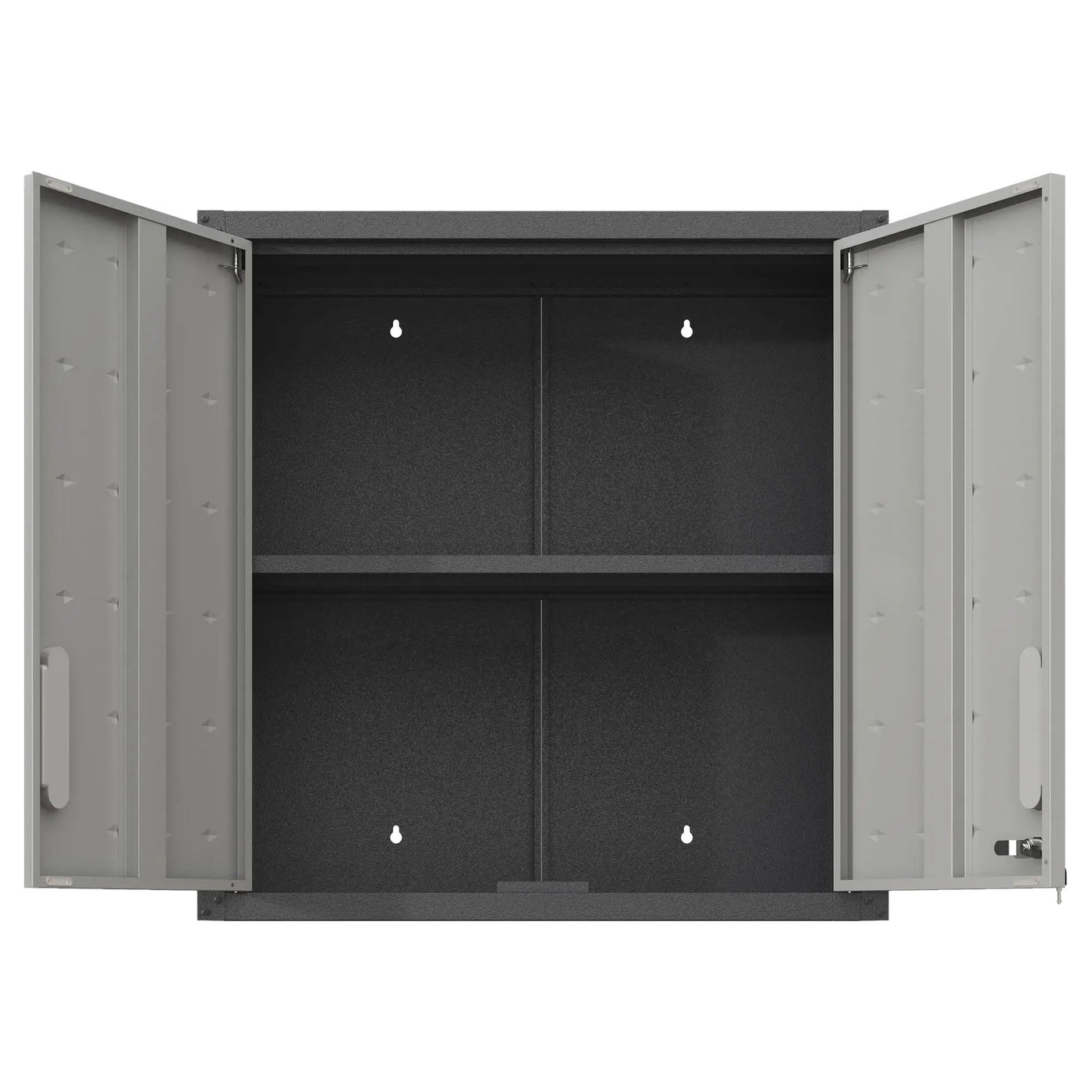 Metal Wall Mounted Tool Storage Cabinet With 2 Locking Doors, Adjustable Shelf, And Drawer by HouseOfZazla