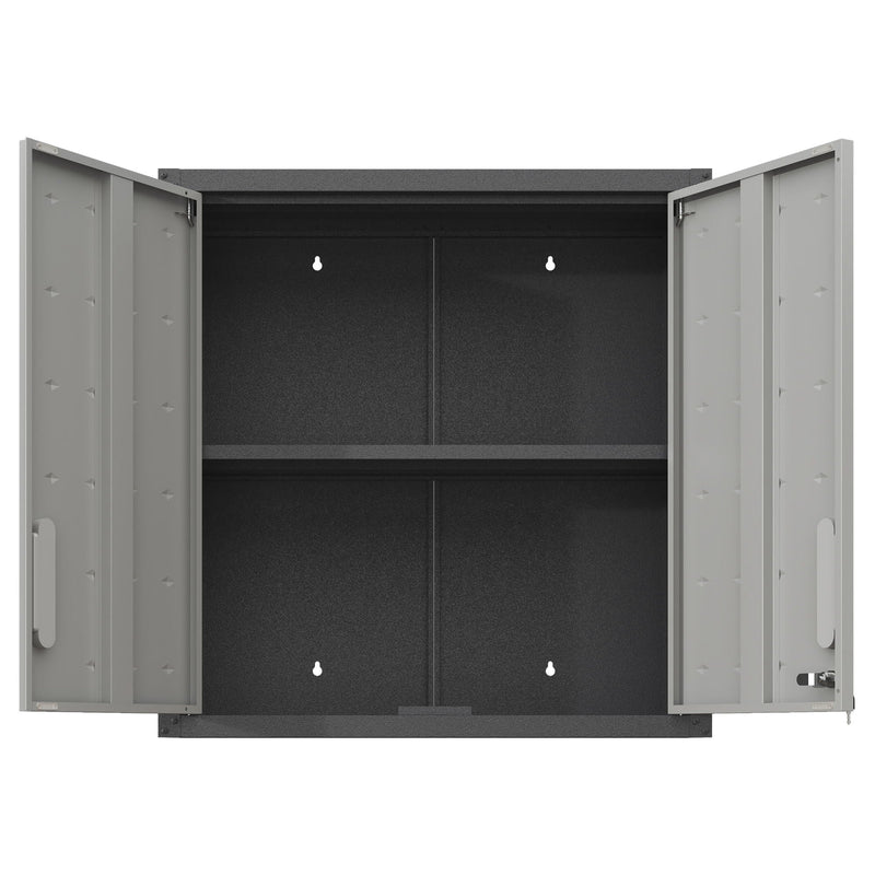 Metal Wall Mounted Tool Storage Cabinet With 2 Locking Doors, Adjustable Shelf, And Drawer by HouseOfZazla