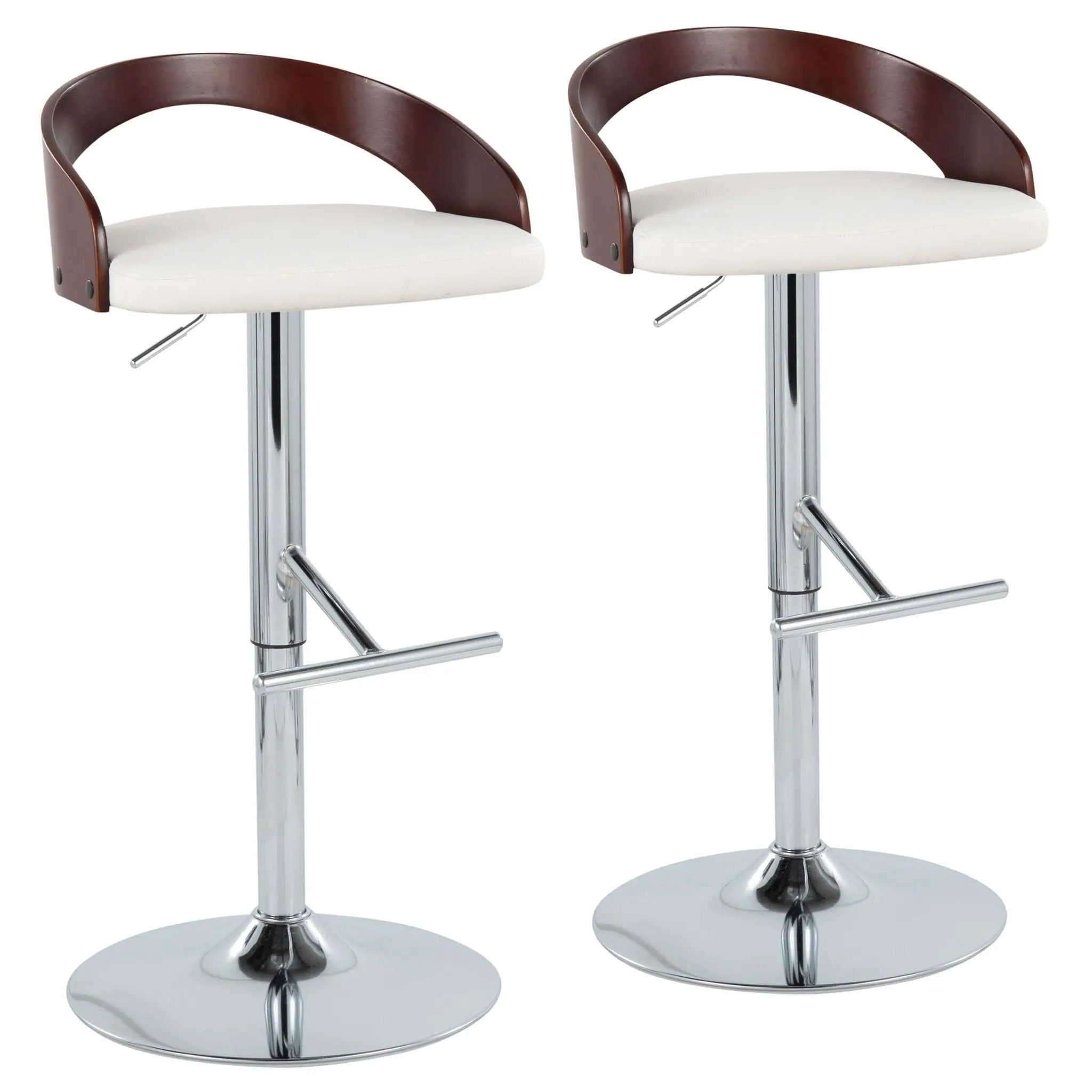 Grotto - Contemporary Adjustable Height Barstool With Swivel With Straight T Footrest (Set of 2) by Unique Piece Furniture