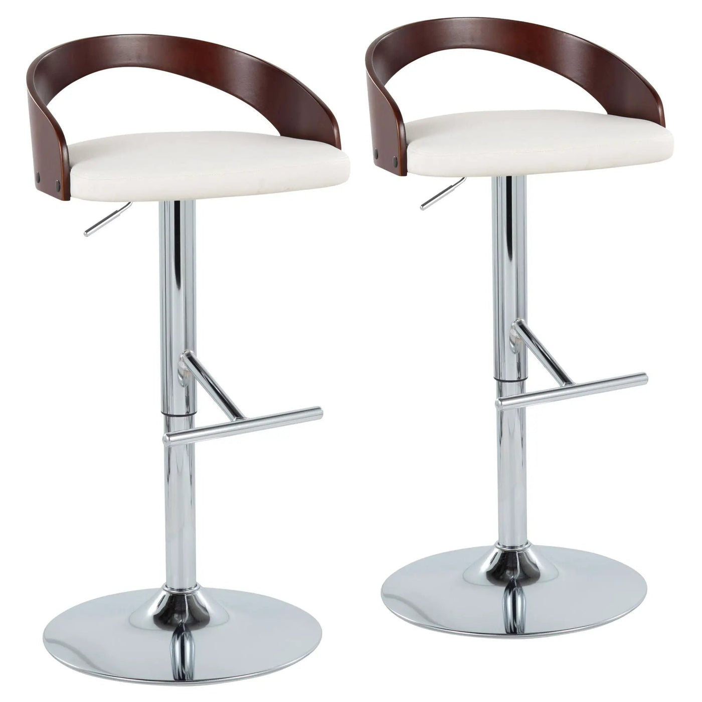 Grotto - Contemporary Adjustable Height Barstool With Swivel With Straight T Footrest (Set of 2) by HouseOfZazla