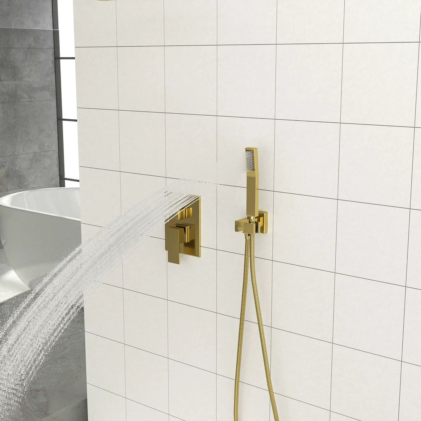Dual Shower Head System With Ceiling Mount And Rough In Valve by HouseOfZazla