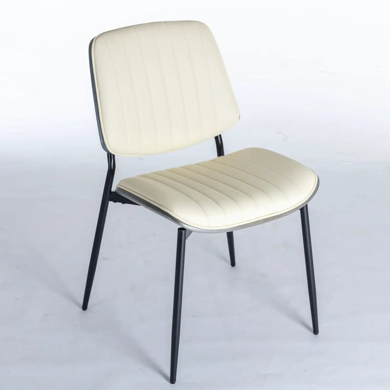 Dining Chairs (Set of 2) Mid-Century Modern Retro Chair With Walnut Bentwood Back Upholstered Seat Metal Legs Adjustable Foot For Kitchen Dining Room Chairs by Unique Piece Furniture