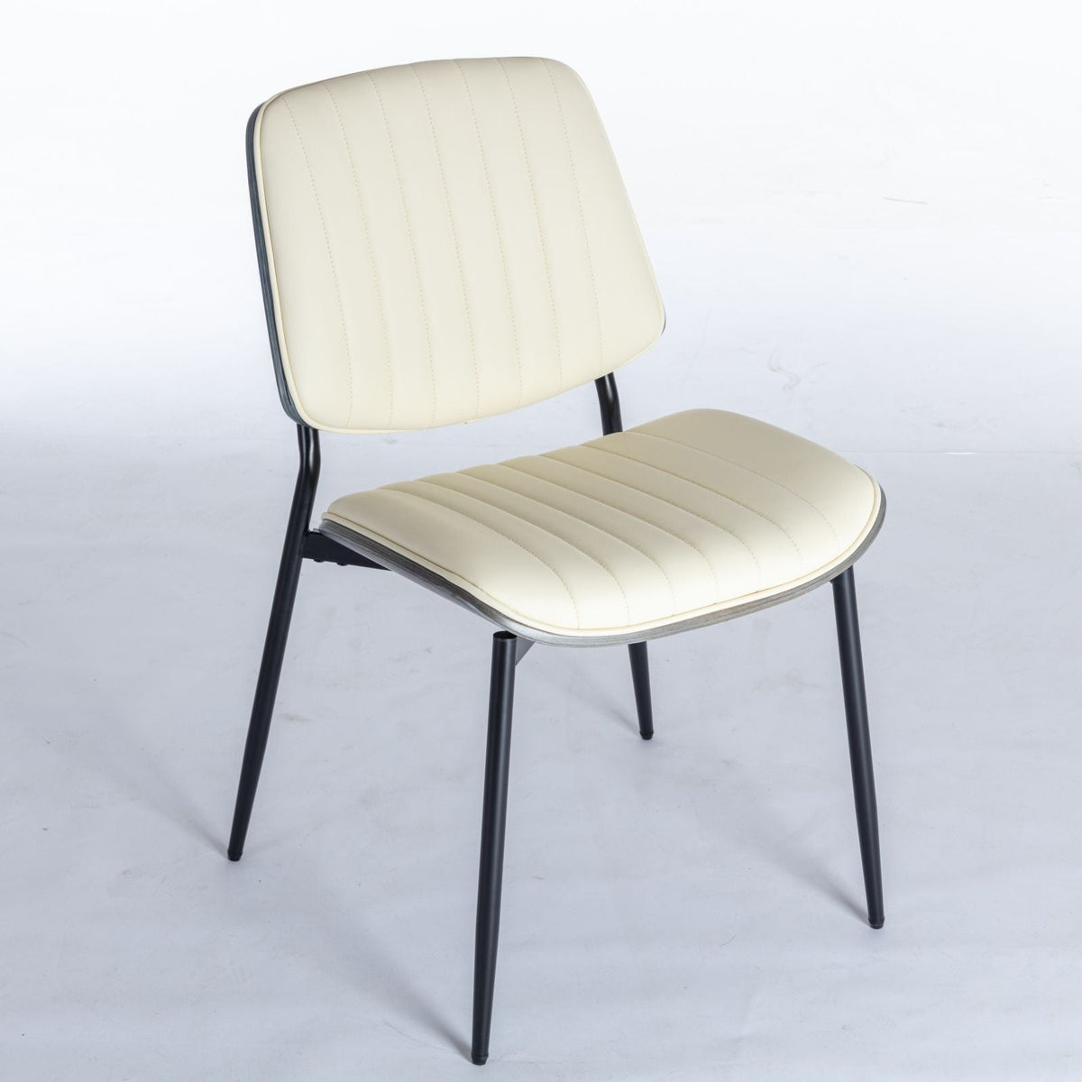 Mid-Century Modern Dining Chairs with Walnut Bentwood Back - Black or Beige (Set of 2), photo 5 of 8