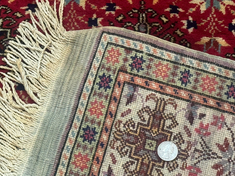 Turkish Sivas Rug 4x6, Red and Cream, Allover Design, Handmade Vintage by Jewel Rugs