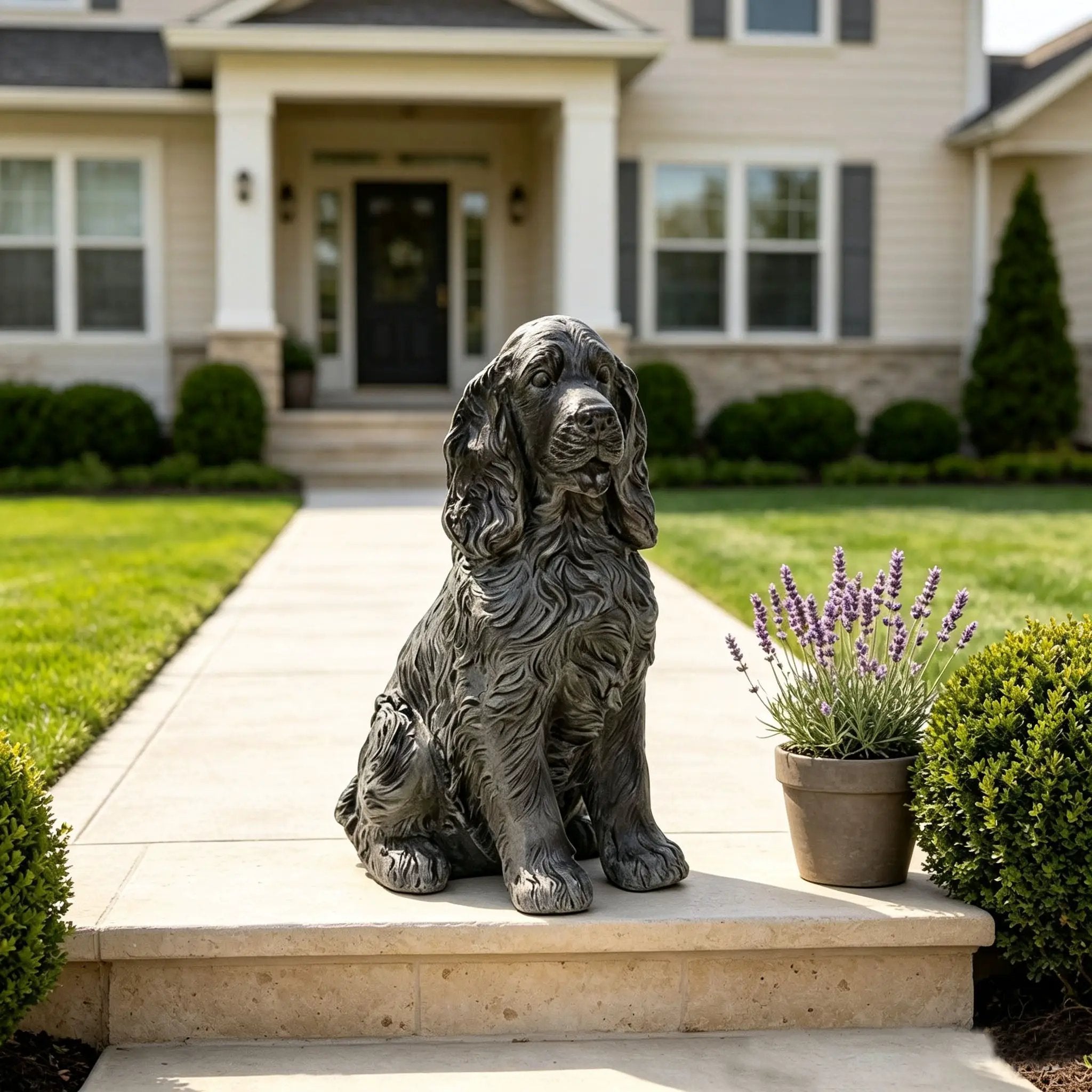 20'' Antique Finish Realistic Sitting Cocker Spaniel Dog Statue by HouseOfZazla