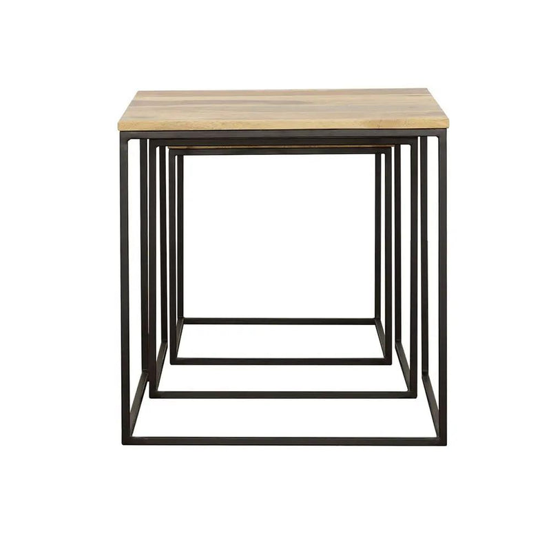 Belcourt 3-piece Square Nesting Tables Natural and Black by Unique Piece Furniture