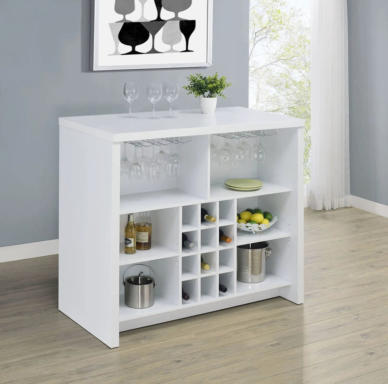 Topanga Engineered Wood Freestanding Home Bar White by Unique Piece Furniture