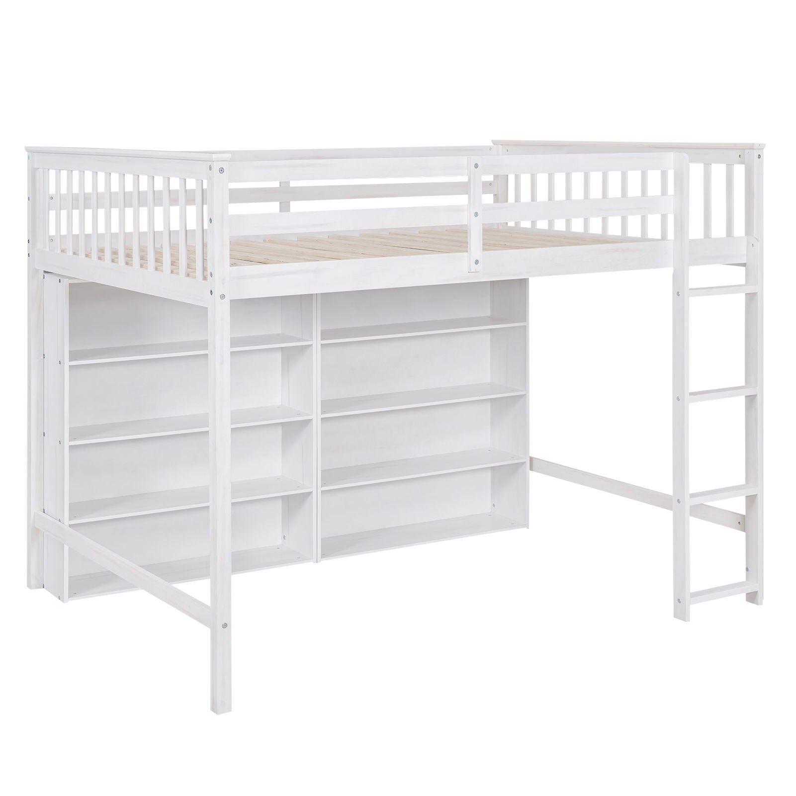 Loft Bed With 8 Open Storage Shelves And Built In Ladder by HouseOfZazla